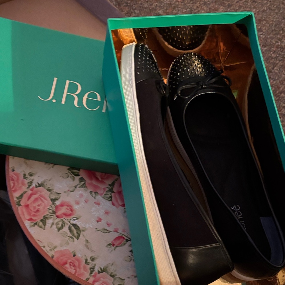 J.Renee Black and Gold Studded Flats